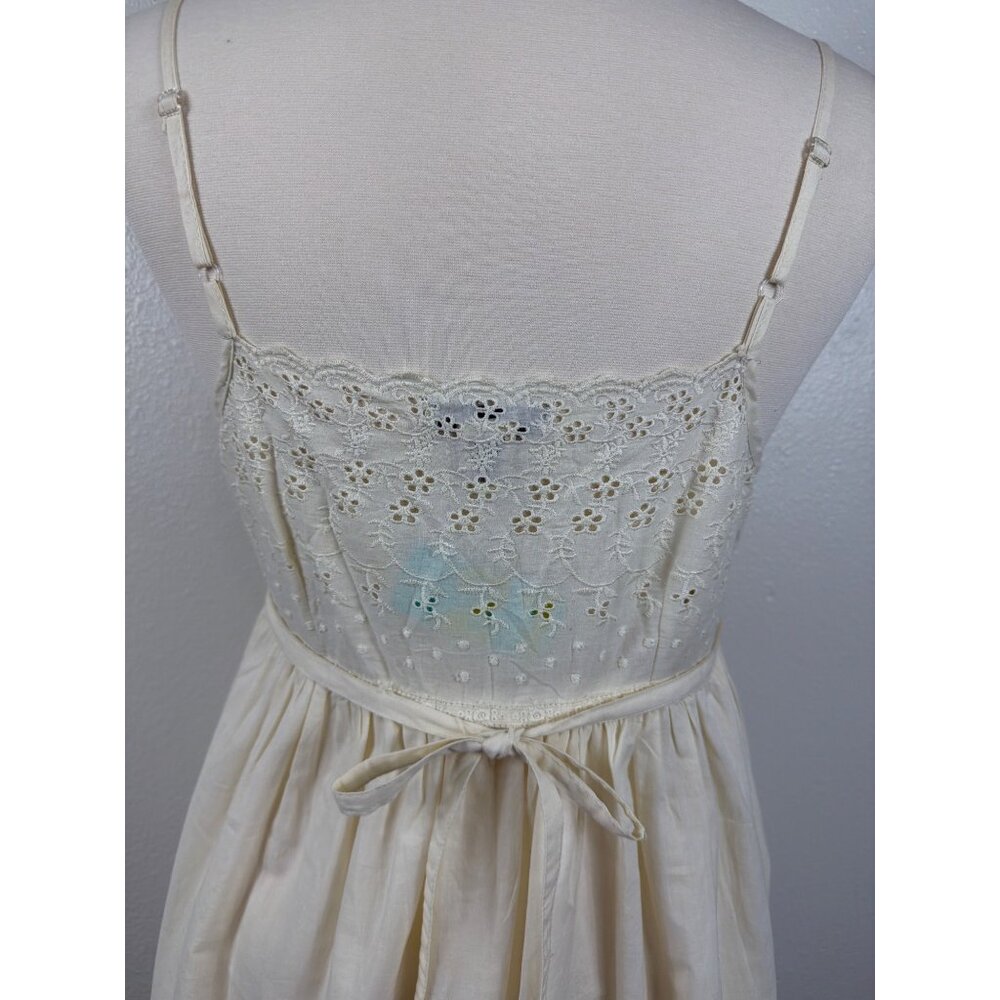 NWT Forever 21 Cottagecore Eyelet Lace Babydoll Dress Cream Cotton Size L - Picture 7 of 16